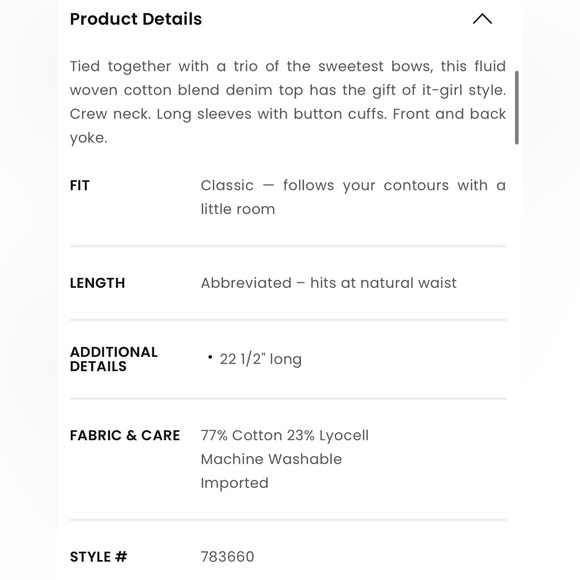 LOFT Denim Bow Top - Picture 5 of 11